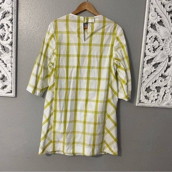 TRA MAD RKE white with lime green stripe dress with side pockets size XS D140 - Picture 5 of 6